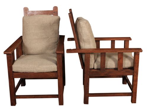 PAIR OF SOLID OAK RECLINING CHILDRENS ARMCHAIRS - ADDITIONAL PHOTO 2