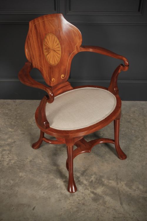 EDWARDIAN INLAID MAHOGANY ARMCHAIR - ADDITIONAL PHOTO 2