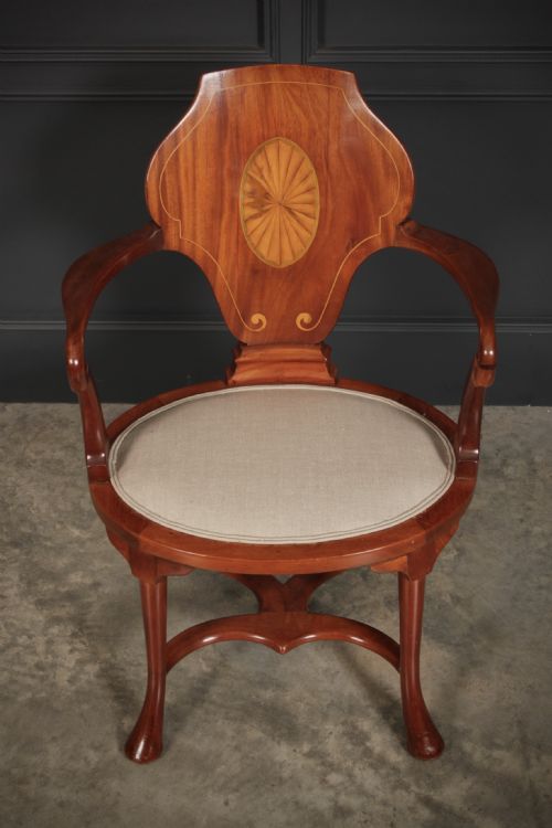 EDWARDIAN INLAID MAHOGANY ARMCHAIR - ADDITIONAL PHOTO 3