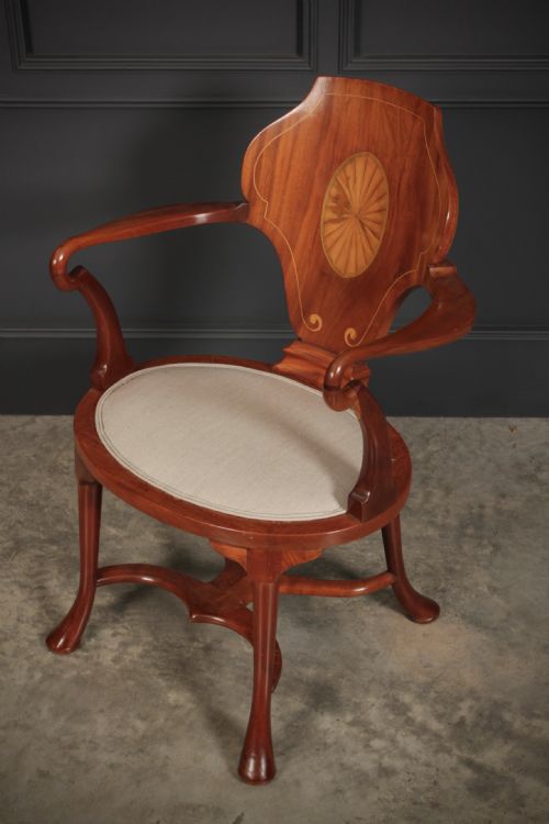 EDWARDIAN INLAID MAHOGANY ARMCHAIR - ADDITIONAL PHOTO 4