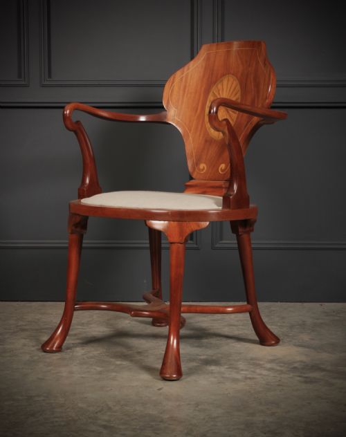 EDWARDIAN INLAID MAHOGANY ARMCHAIR - ADDITIONAL PHOTO 6