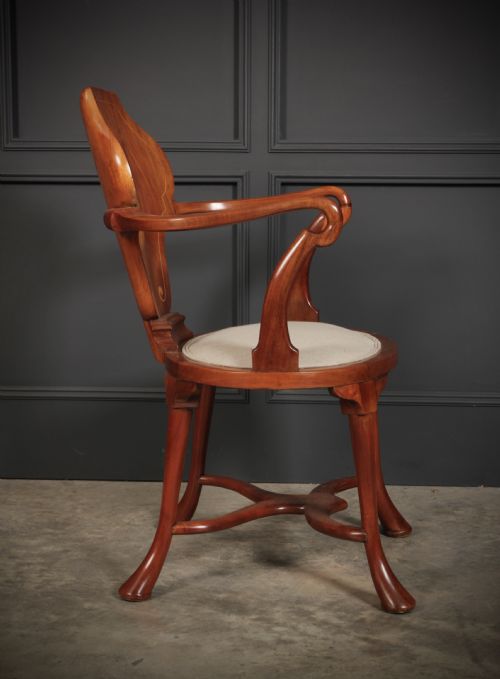 EDWARDIAN INLAID MAHOGANY ARMCHAIR - ADDITIONAL PHOTO 9