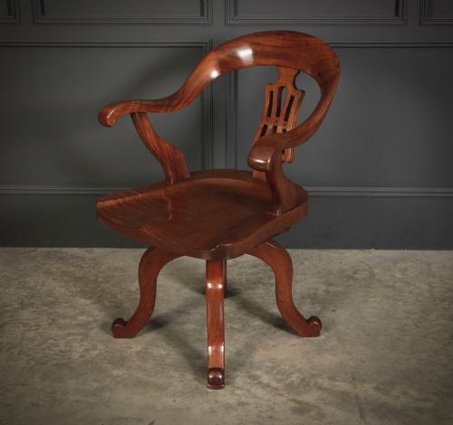 VICTORIAN MAHOGANY SWIVEL DESK CHAIR - ADDITIONAL PHOTO 3