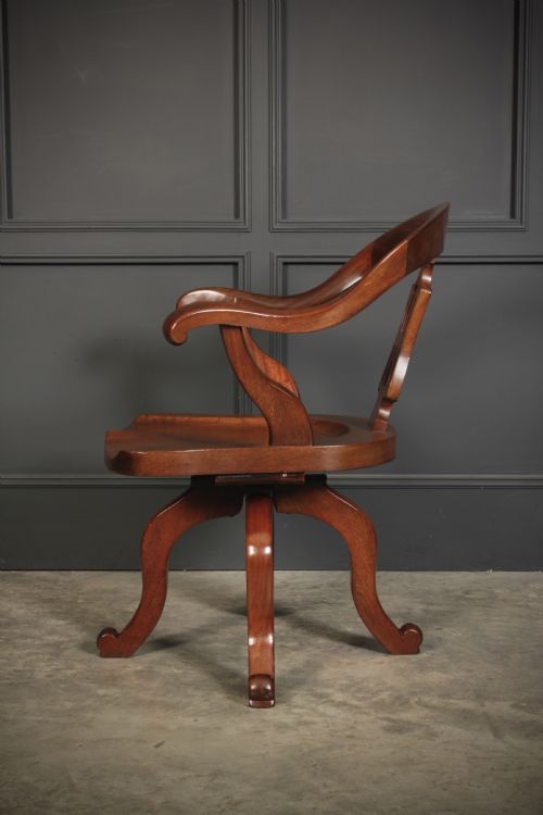VICTORIAN MAHOGANY SWIVEL DESK CHAIR - ADDITIONAL PHOTO 5