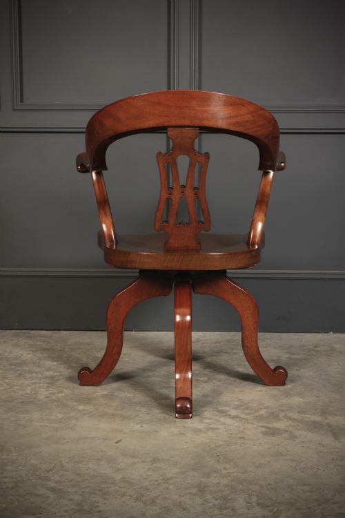 VICTORIAN MAHOGANY SWIVEL DESK CHAIR - ADDITIONAL PHOTO 6