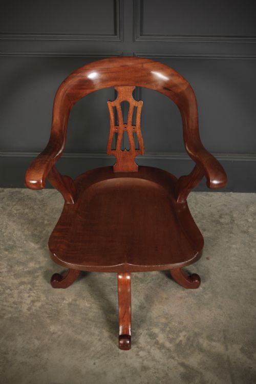 VICTORIAN MAHOGANY SWIVEL DESK CHAIR - ADDITIONAL PHOTO 8