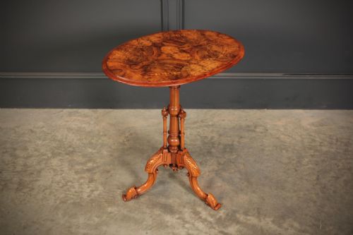 INLAID FIGURED WALNUT OCCASIONAL WINE TABLE - ADDITIONAL PHOTO 1