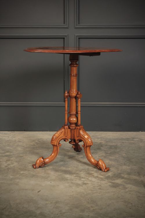 INLAID FIGURED WALNUT OCCASIONAL WINE TABLE - ADDITIONAL PHOTO 2