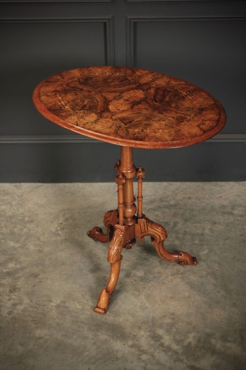 INLAID FIGURED WALNUT OCCASIONAL WINE TABLE - ADDITIONAL PHOTO 6