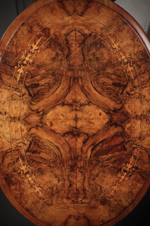 INLAID FIGURED WALNUT OCCASIONAL WINE TABLE - ADDITIONAL PHOTO 8