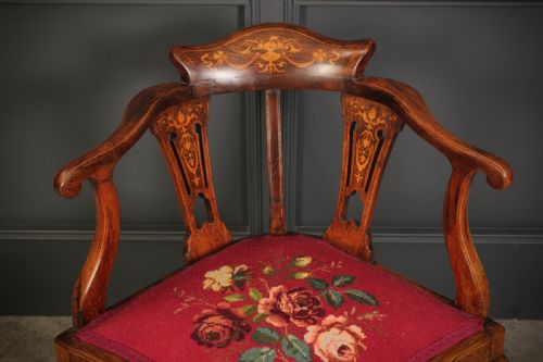 MARQUETRY INLAID ROSEWOOD CORNER CHAIR - ADDITIONAL PHOTO 1