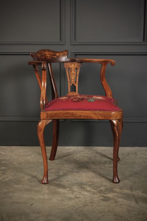 MARQUETRY INLAID ROSEWOOD CORNER CHAIR - ADDITIONAL PHOTO 4
