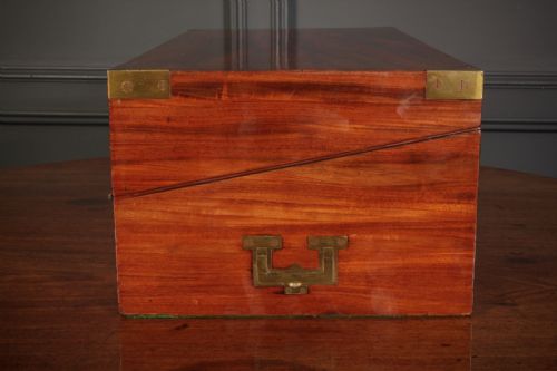 VICTORIAN MAHOGANY MILITARY STYLE WRITING SLOPE - ADDITIONAL PHOTO 12
