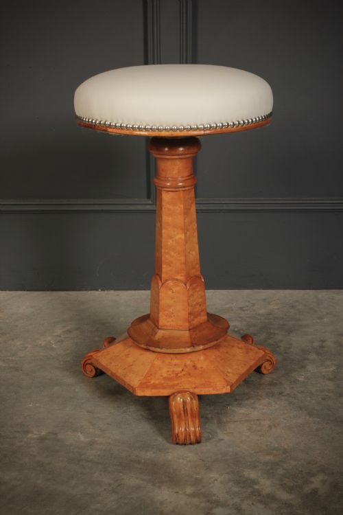 ART DECO BIRDS EYE MAPLE MUSICIANS STOOL - ADDITIONAL PHOTO 1