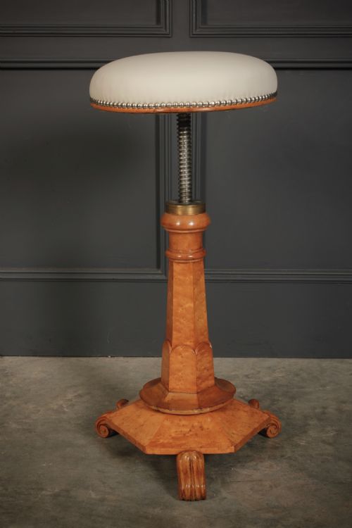 ART DECO BIRDS EYE MAPLE MUSICIANS STOOL - ADDITIONAL PHOTO 4