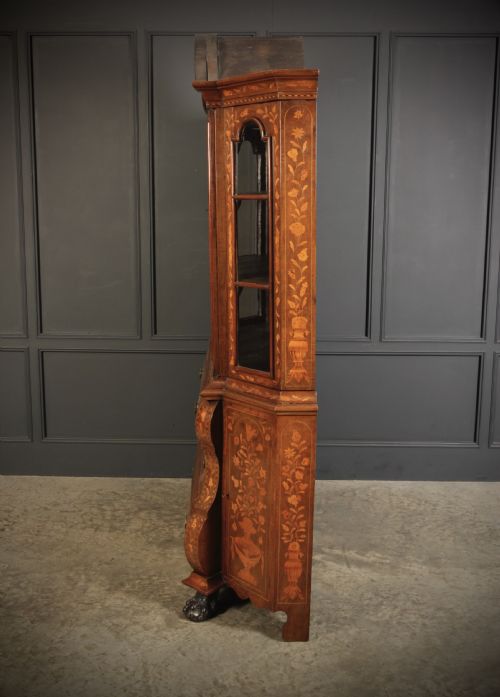LARGE DUTCH MARQUETRY WALNUT BOMBE DISPLAY CABINET - ADDITIONAL PHOTO 7