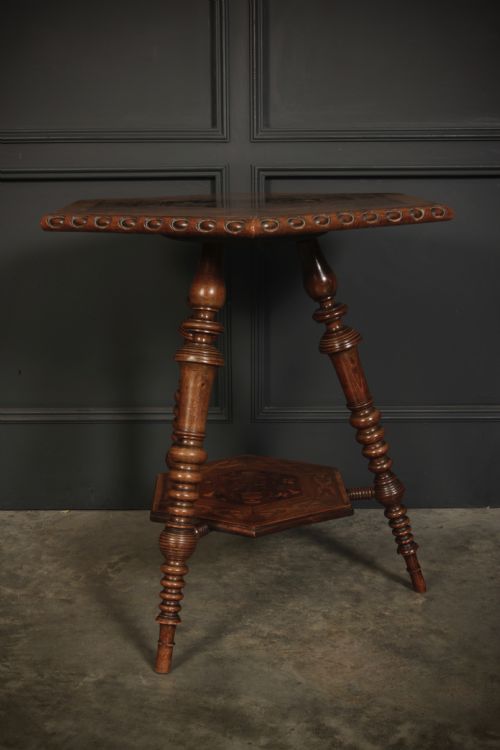 WALNUT MARQUETRY INLAID HEXAGONAL OCCASIONAL TABLE - ADDITIONAL PHOTO 7