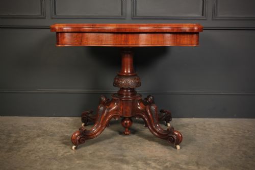 MARQUETRY INLAID FIGURED WALNUT CARD TABLE - ADDITIONAL PHOTO 1