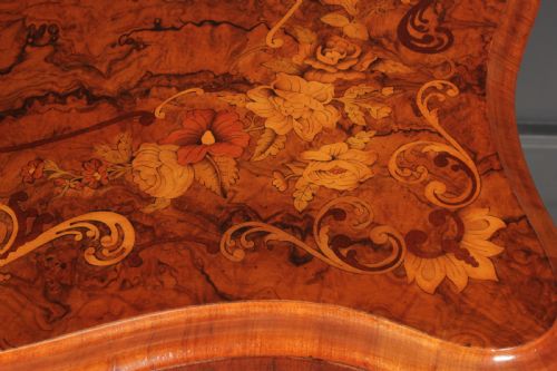 MARQUETRY INLAID FIGURED WALNUT CARD TABLE - ADDITIONAL PHOTO 3
