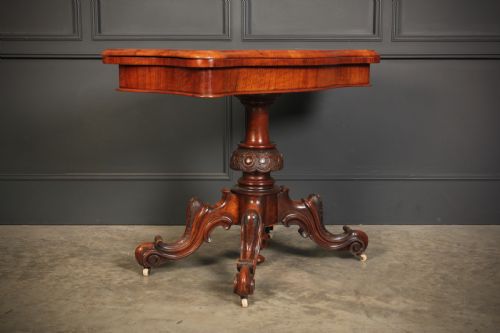 MARQUETRY INLAID FIGURED WALNUT CARD TABLE - ADDITIONAL PHOTO 4