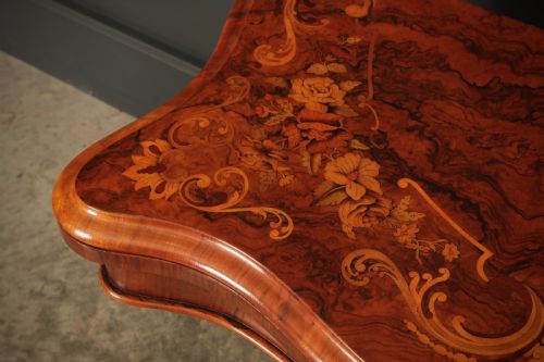 MARQUETRY INLAID FIGURED WALNUT CARD TABLE - ADDITIONAL PHOTO 6