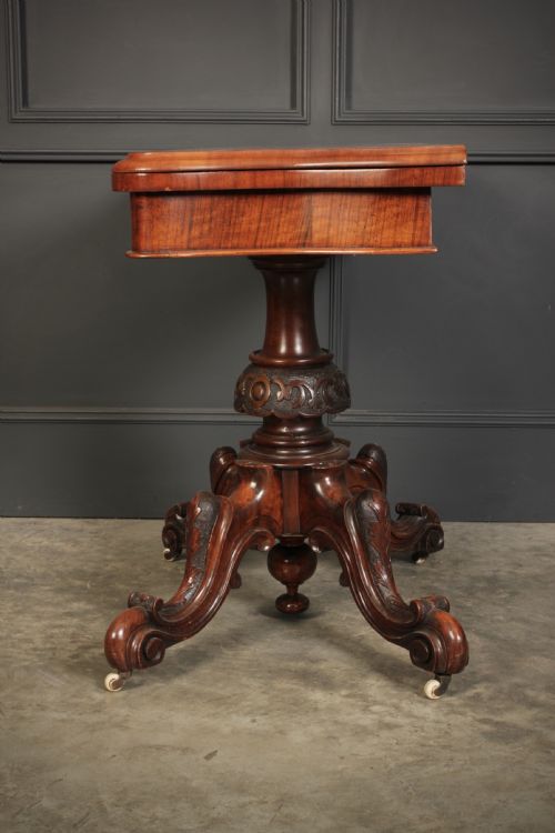 MARQUETRY INLAID FIGURED WALNUT CARD TABLE - ADDITIONAL PHOTO 10