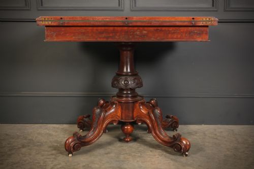 MARQUETRY INLAID FIGURED WALNUT CARD TABLE - ADDITIONAL PHOTO 11