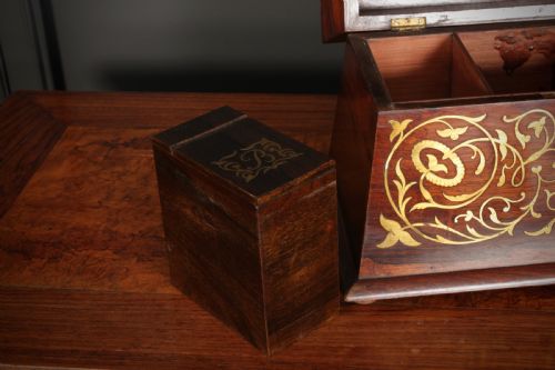 BRASS INLAID ROSEWOOD TEA CADDY - ADDITIONAL PHOTO 8