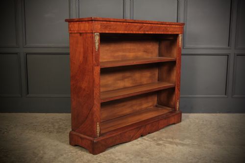 Victorian Inlaid Walnut Open Bookcase