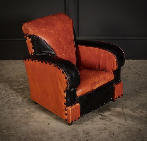 RARE ART DECO STYLE LEATHER CHILDS CLUB CHAIR - ADDITIONAL PHOTO 1
