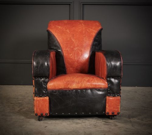 RARE ART DECO STYLE LEATHER CHILDS CLUB CHAIR - ADDITIONAL PHOTO 2