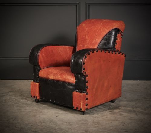 RARE ART DECO STYLE LEATHER CHILDS CLUB CHAIR - ADDITIONAL PHOTO 3