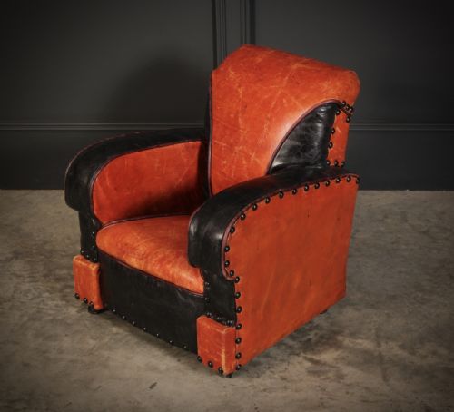 RARE ART DECO STYLE LEATHER CHILDS CLUB CHAIR - ADDITIONAL PHOTO 4