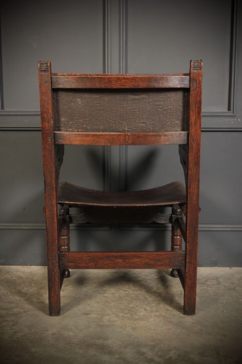 PAIR OF OAK LEATHER ARMCHAIRS - ADDITIONAL PHOTO 10