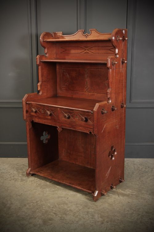 RARE ELM DRESSER BY AUGUSTUS PUGIN - ADDITIONAL PHOTO 3