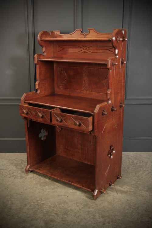 RARE ELM DRESSER BY AUGUSTUS PUGIN - ADDITIONAL PHOTO 4