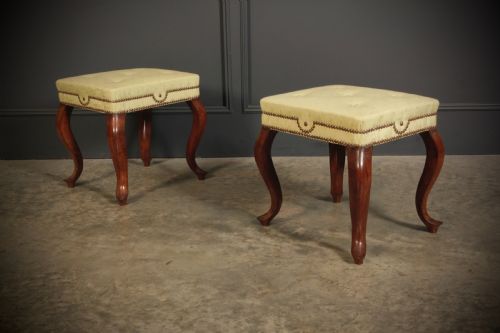 PAIR OF EARLY VICTORIAN MAHOGANY SILK FOOTSTOOLS - ADDITIONAL PHOTO 1