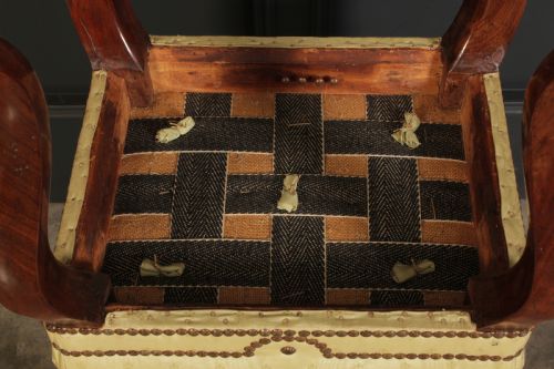 PAIR OF EARLY VICTORIAN MAHOGANY SILK FOOTSTOOLS - ADDITIONAL PHOTO 8