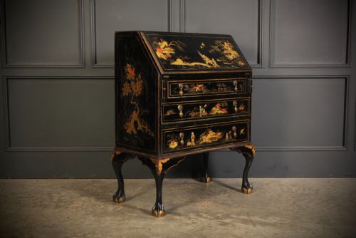 Black Japanned Chinoiserie Bureau