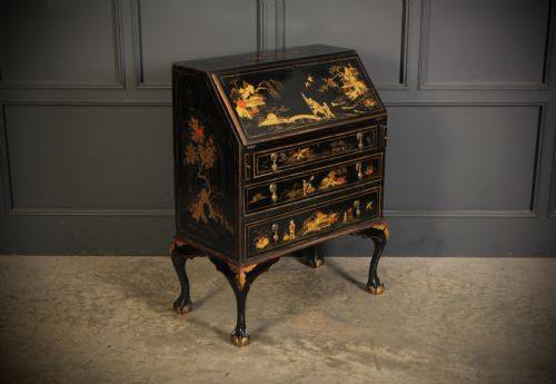 fig 1. Black Japanned Chinoiserie Bureau