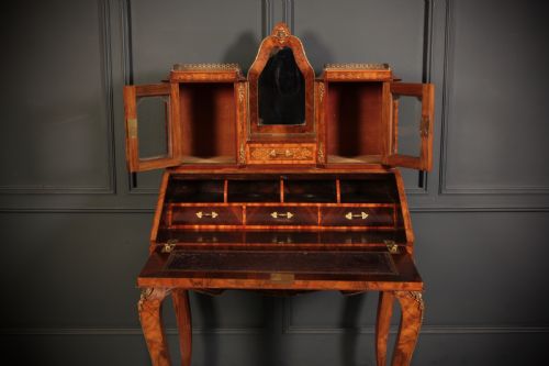 VICTORIAN INLAID BURR WALNUT LADIES WRITING DESK BONHEUR DE JOUR - ADDITIONAL PHOTO 12