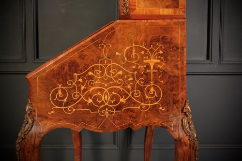 VICTORIAN INLAID BURR WALNUT LADIES WRITING DESK BONHEUR DE JOUR - ADDITIONAL PHOTO 15