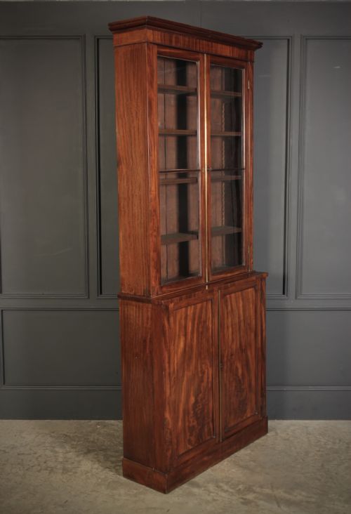 Tall Slim Regency Mahogany Glazed Bookcase
