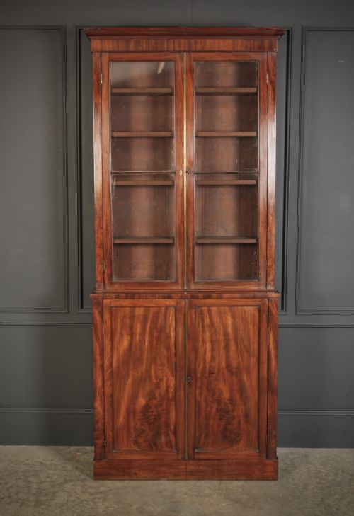 fig 1. Tall Slim Regency Mahogany Glazed Bookcase