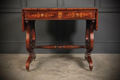 MARQUETRY INLAID ROSEWOOD SOFA TABLE - ADDITIONAL PHOTO 1