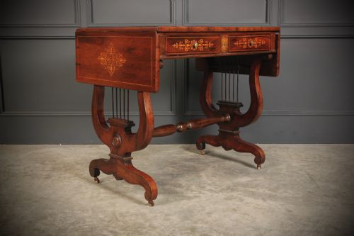 MARQUETRY INLAID ROSEWOOD SOFA TABLE - ADDITIONAL PHOTO 2