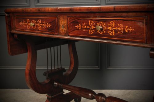 MARQUETRY INLAID ROSEWOOD SOFA TABLE - ADDITIONAL PHOTO 7