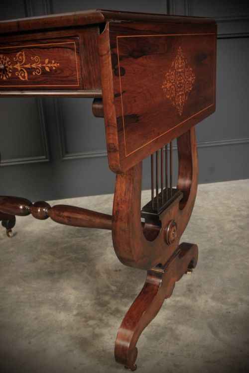 MARQUETRY INLAID ROSEWOOD SOFA TABLE - ADDITIONAL PHOTO 8