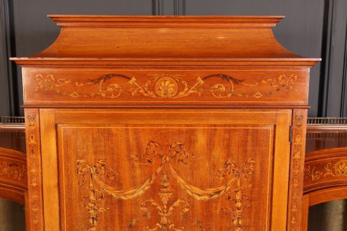 EDWARDIAN MARQUETRY INLAID MAHOGANY GLAZED SIDE CABINET - ADDITIONAL PHOTO 3
