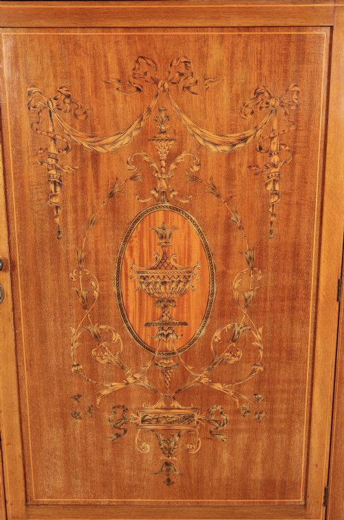 EDWARDIAN MARQUETRY INLAID MAHOGANY GLAZED SIDE CABINET - ADDITIONAL PHOTO 4